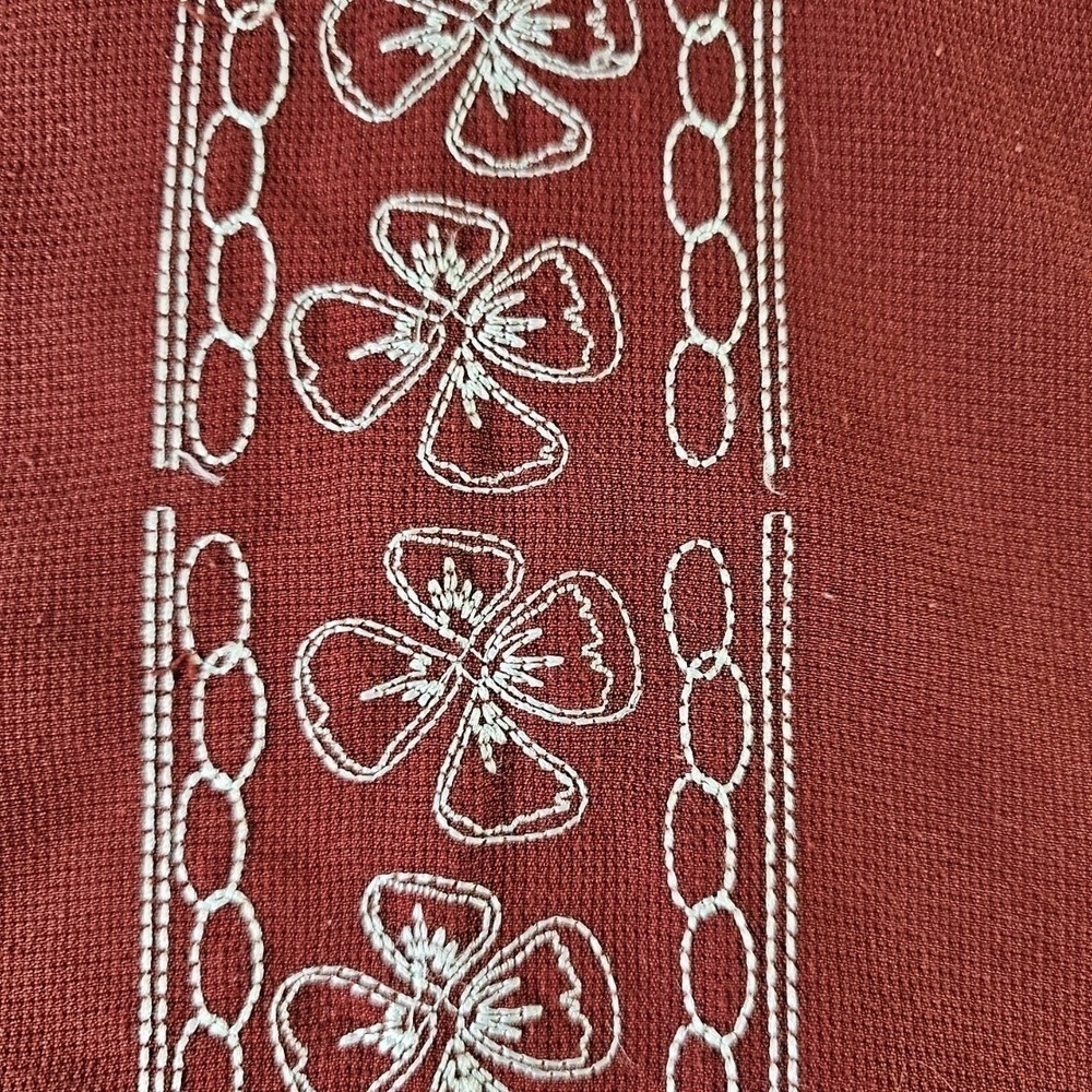 VTG Bruno Button Down Shirt Mens 3XLT‎ Red Sueded Microfiber Floral Embroidered - Picture 5 of 6